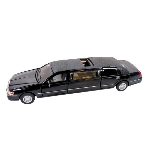 1999 Lincoln Town Car Stretch Limo 1:38 Diecast Model Toy Car 7" Black Limosine - Picture 1 of 6